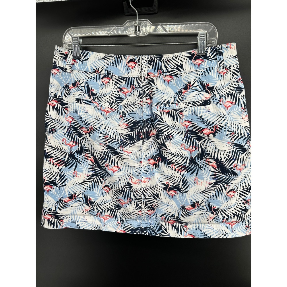 Christopher & Banks‎ Women's 12P Skort Pink Flamingo White Blue Leaf Tennis Golf